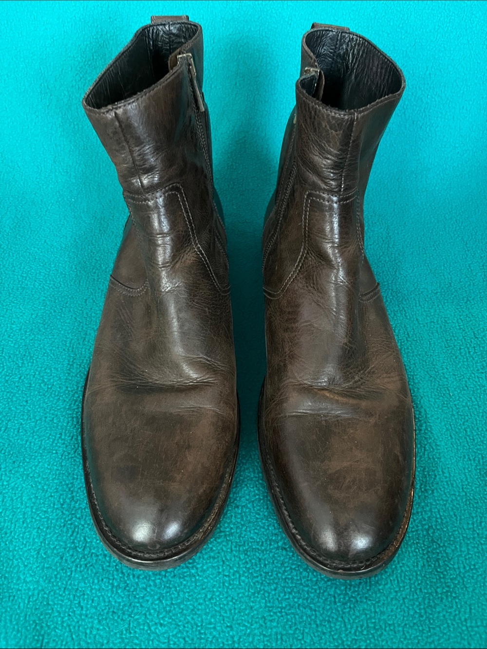 Belstaff England Men's Brown Leather Atwell Boots with Side Zipper Sz 46